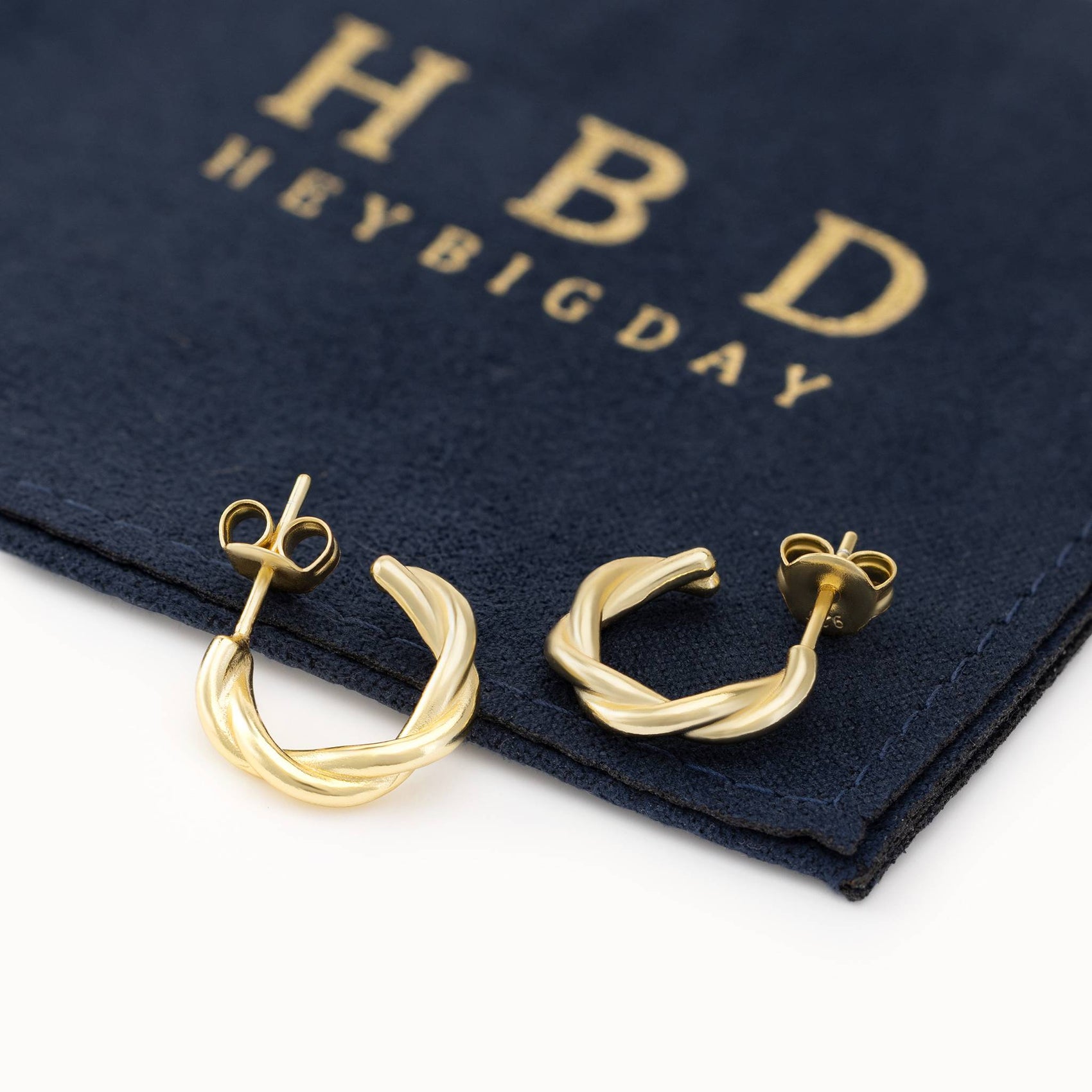 Twisted Hoop Stud Earrings 18k gold plated Gift jewellery