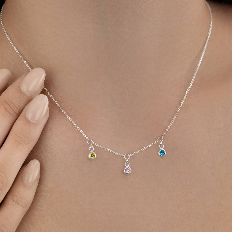 Multi Birthstone Necklace Birthstone double initial initial chain
