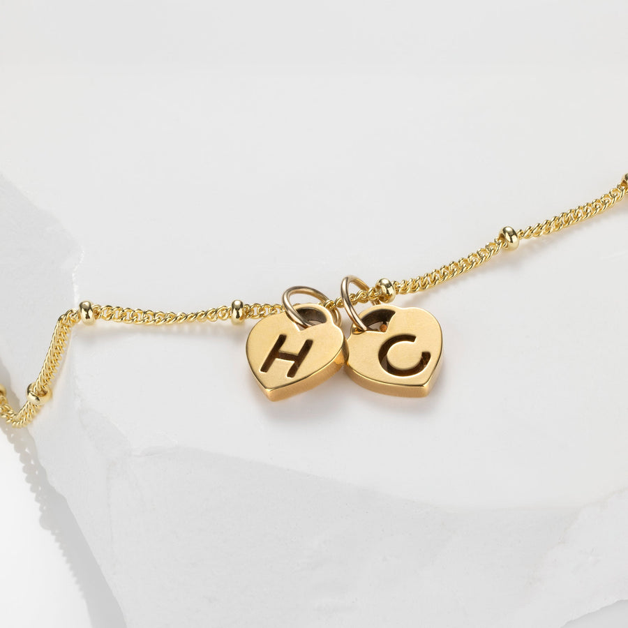 Two Heart Initial Necklace by G&M gigi Necklaces