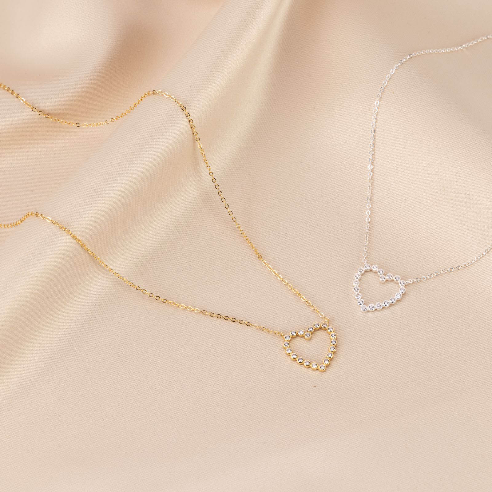 925 Sterling Silver Cubic Zirconia Heart Necklace birthday Gift jewellery