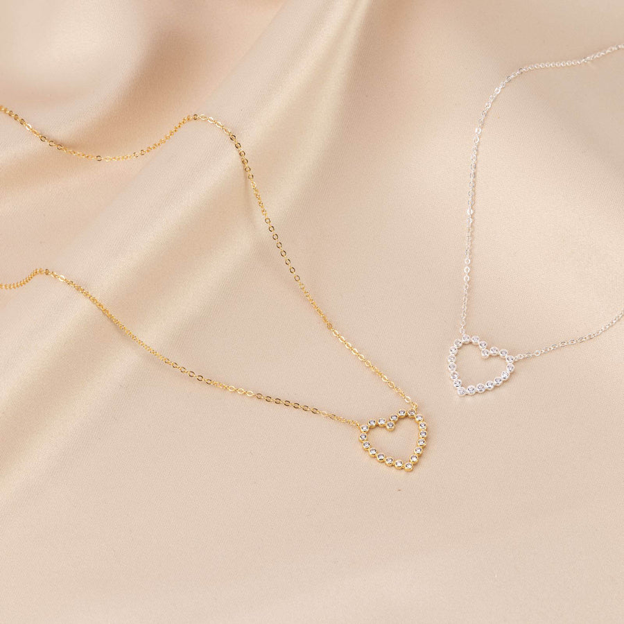 925 Sterling Silver Cubic Zirconia Heart Necklace birthday Gift jewellery