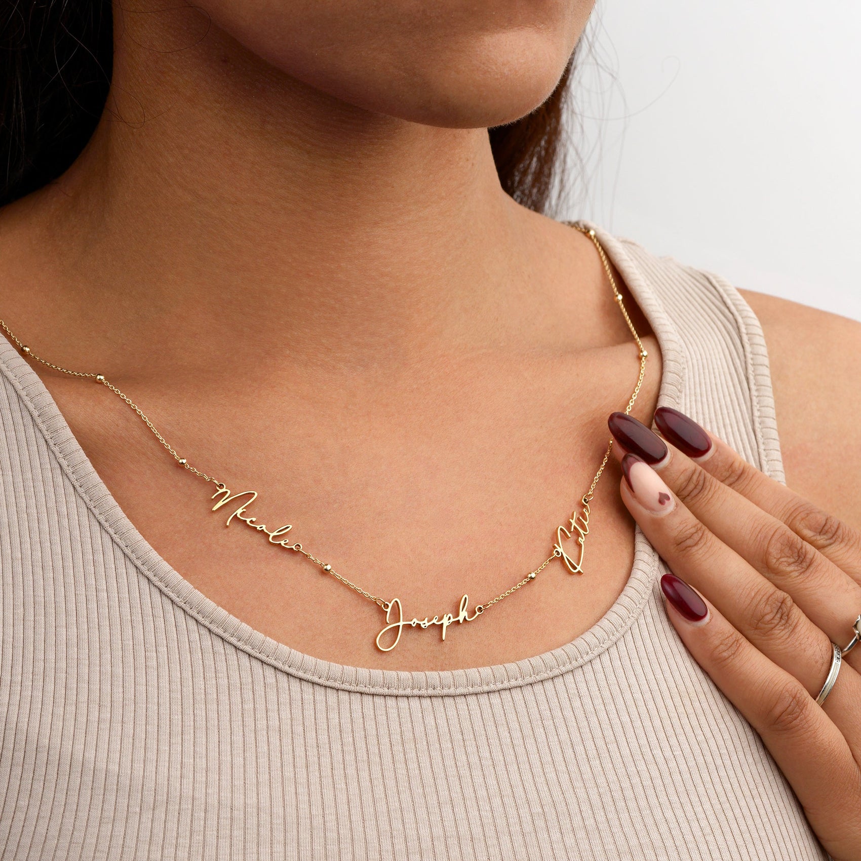 Personalised Triple Name Necklace Necklaces personalised name three name