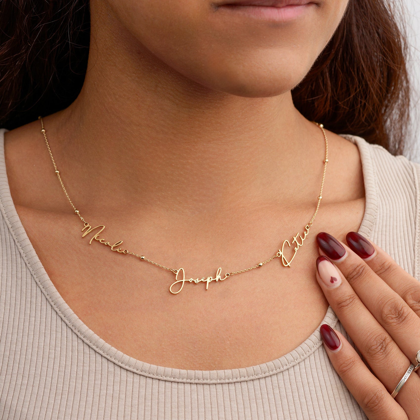 Personalised Triple Name Necklace Necklaces personalised name three name