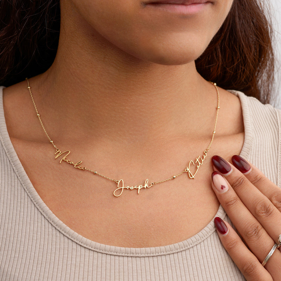 Personalised Triple Name Necklace Necklaces personalised name three name