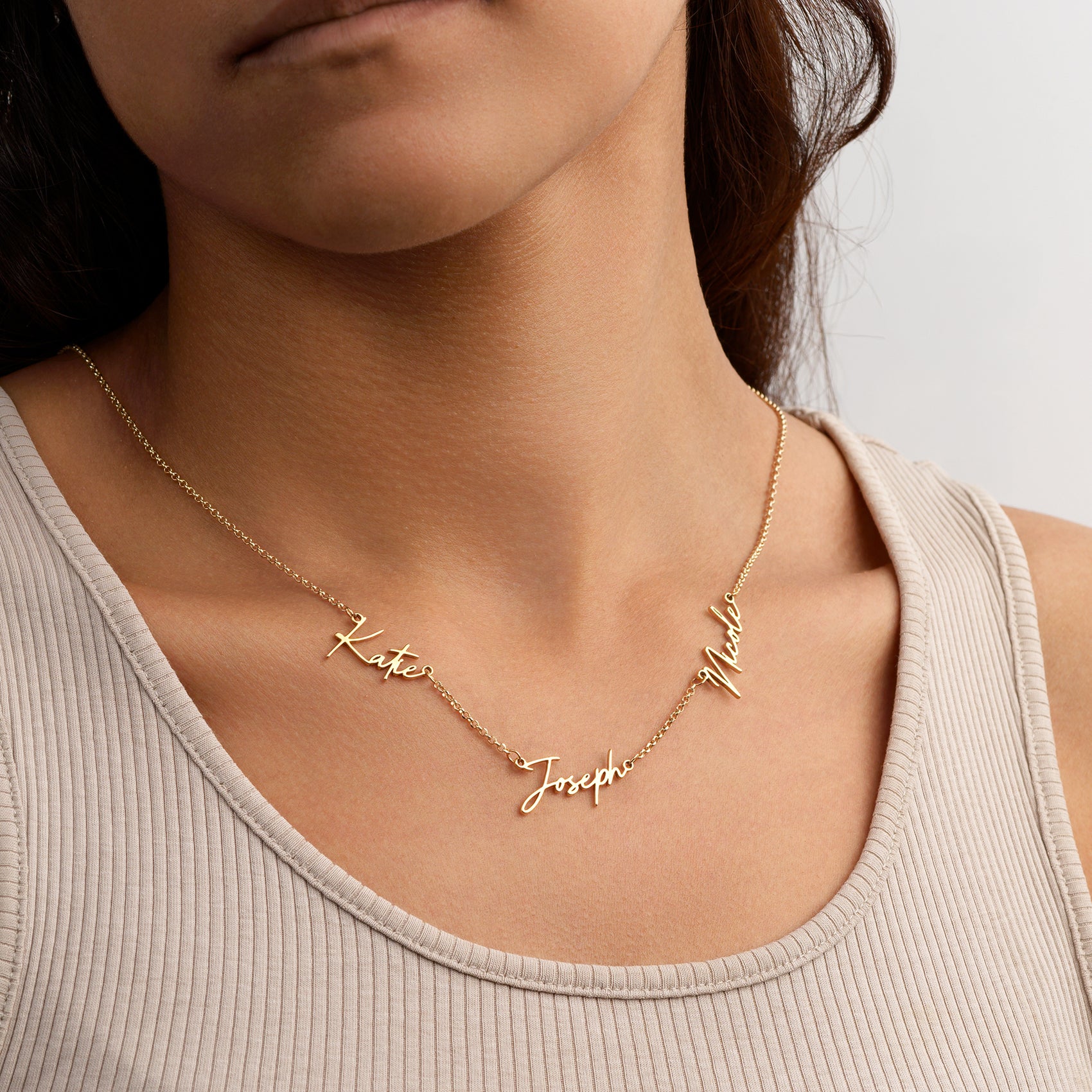 Personalised Triple Name Necklace Necklaces personalised name three name