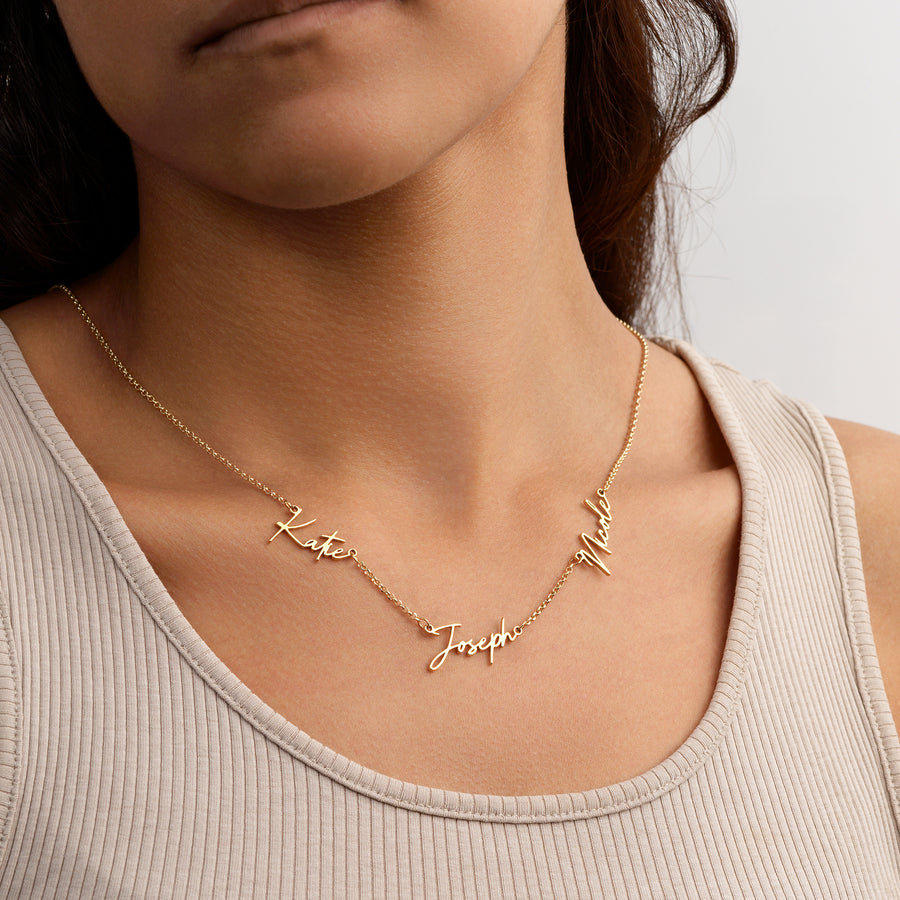 Personalised Triple Name Necklace Necklaces personalised name three name