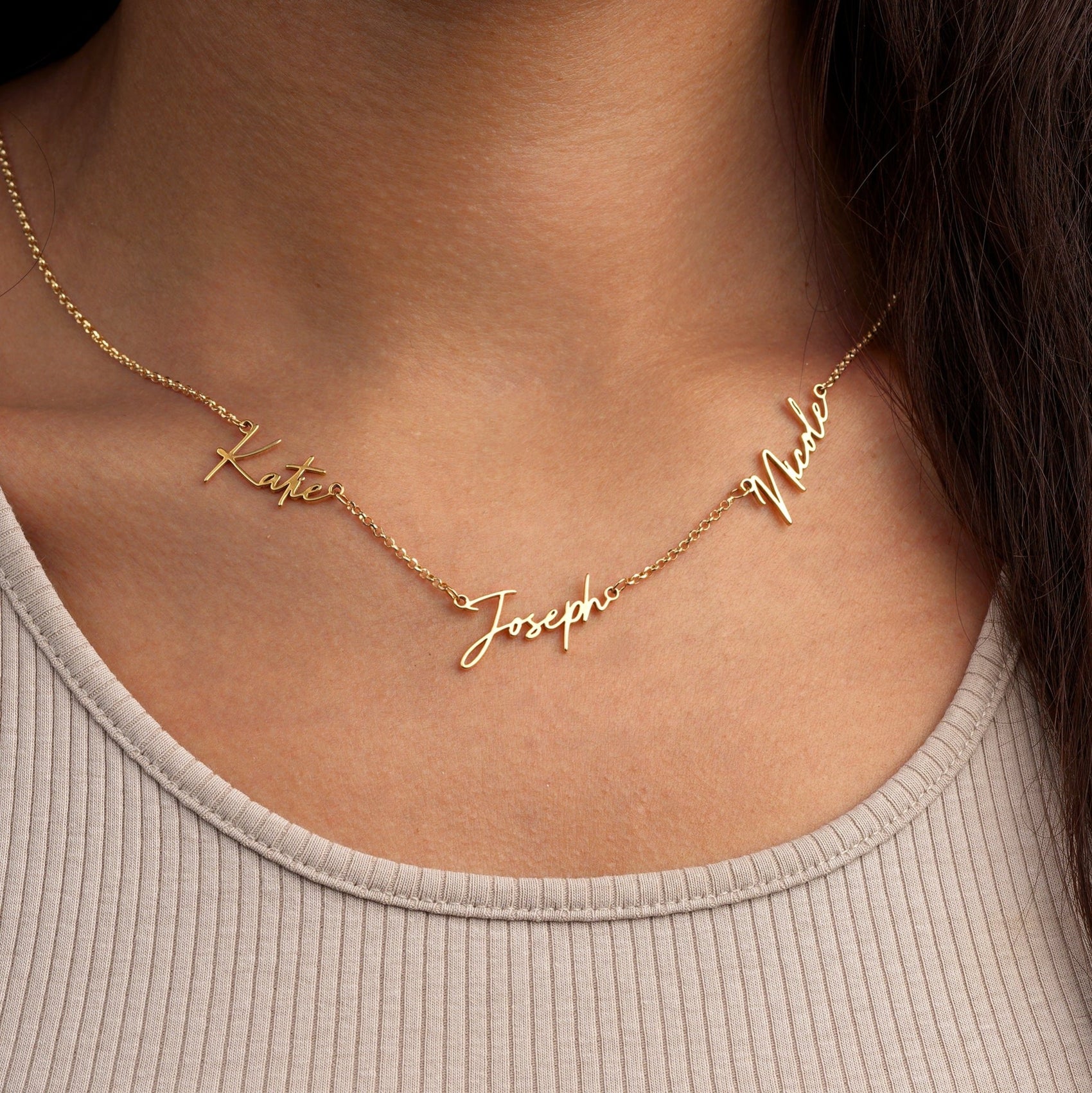 Personalised Triple Name Necklace Necklaces personalised name three name