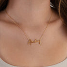 Personalised Name Necklace & Cubic Zirconia Birthstone 18k gold plated Gift gold