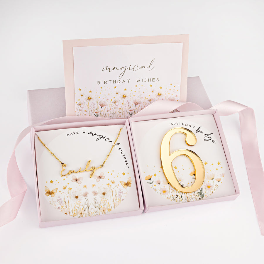 Kids Magical Birthday Name Necklace children gift box kids