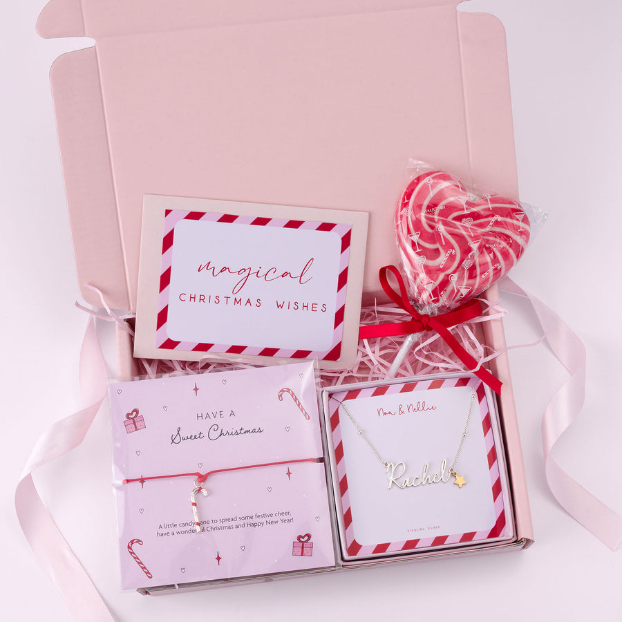 Kids Name Necklace Christmas Gift Set 18k gold plated christmas Gift