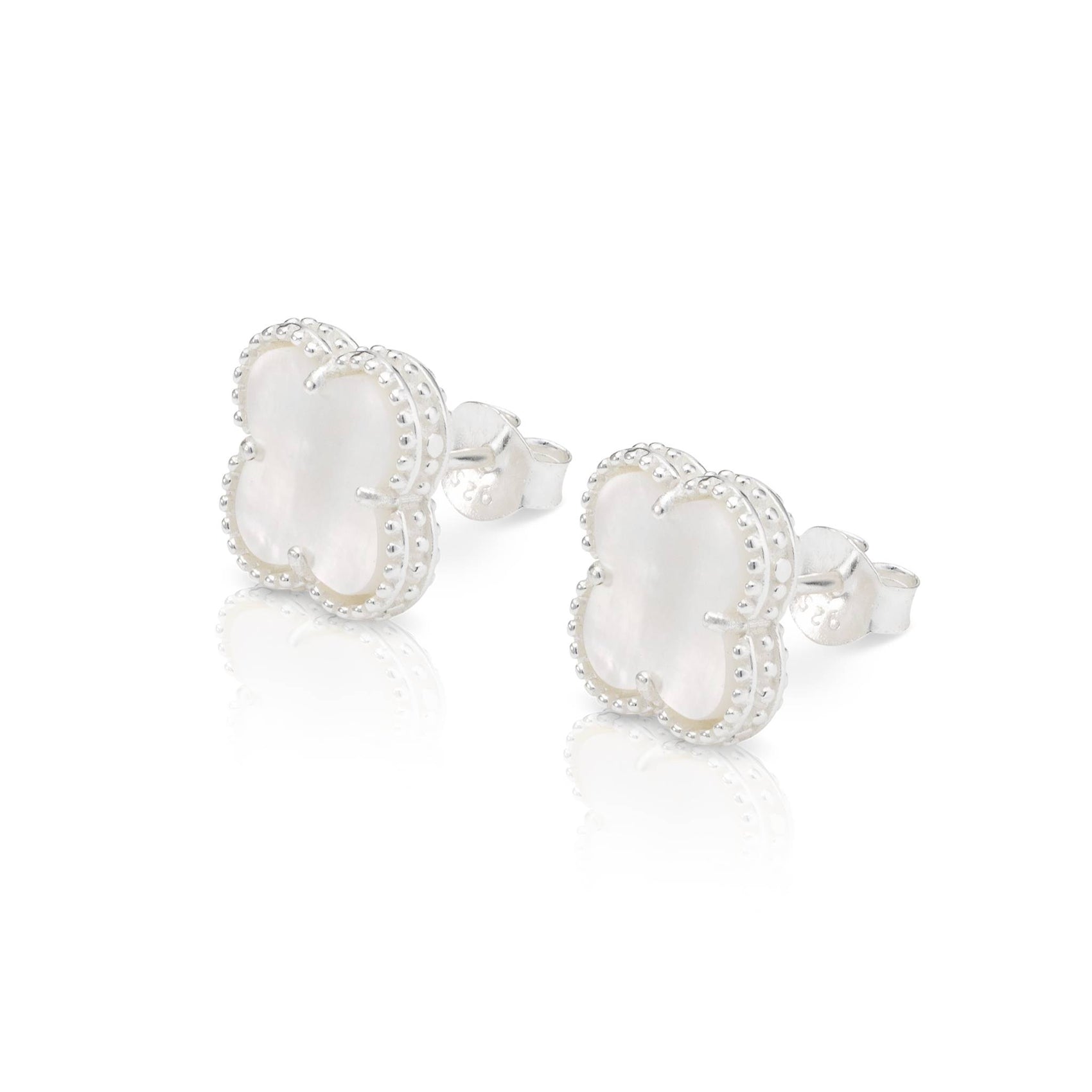 Mother of Pearl Quatrefoil Stud Earrings pearl pearl earrings stud