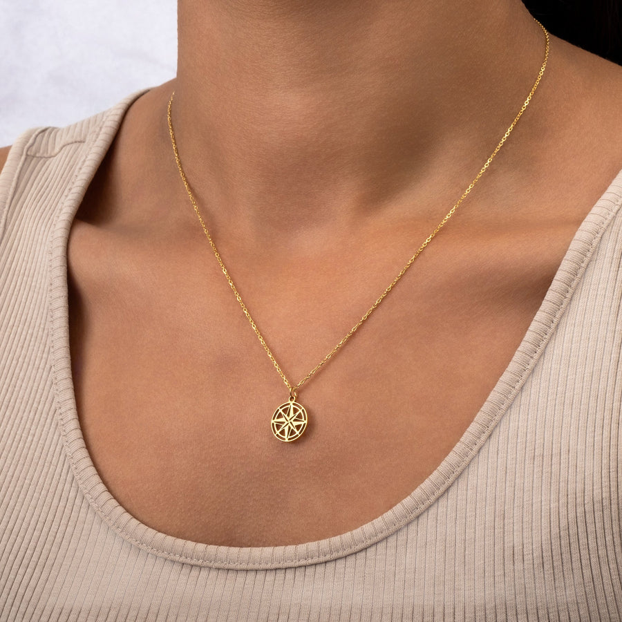 Compass Necklace 18k gold plated Gift gold