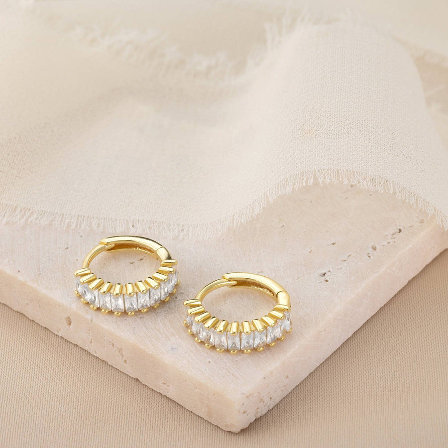 Cubic Zirconia Baguette Huggie Hoop cubic hoop huggie