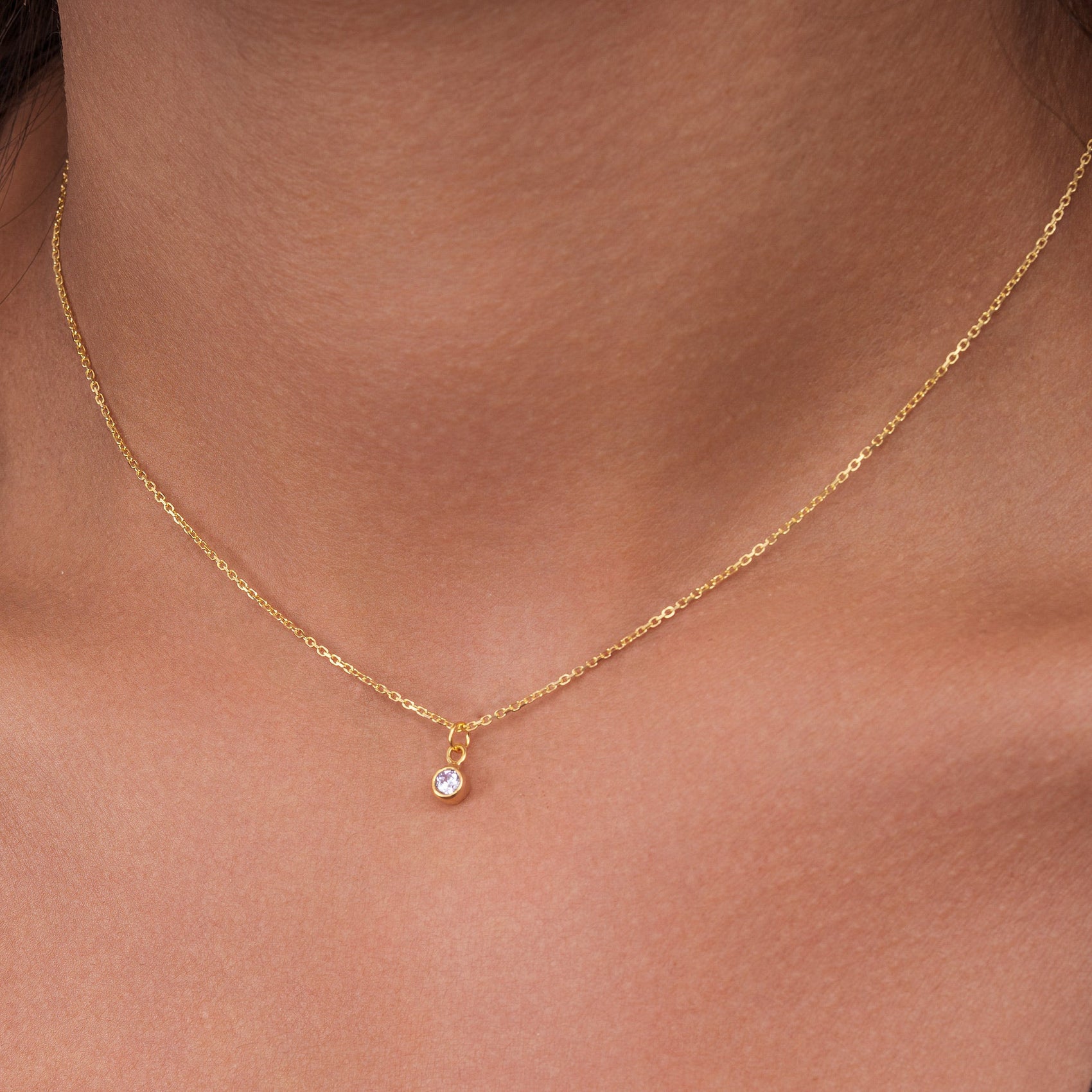 Cubic Zirconia Birthstone Necklace 18k gold plated Gift gold