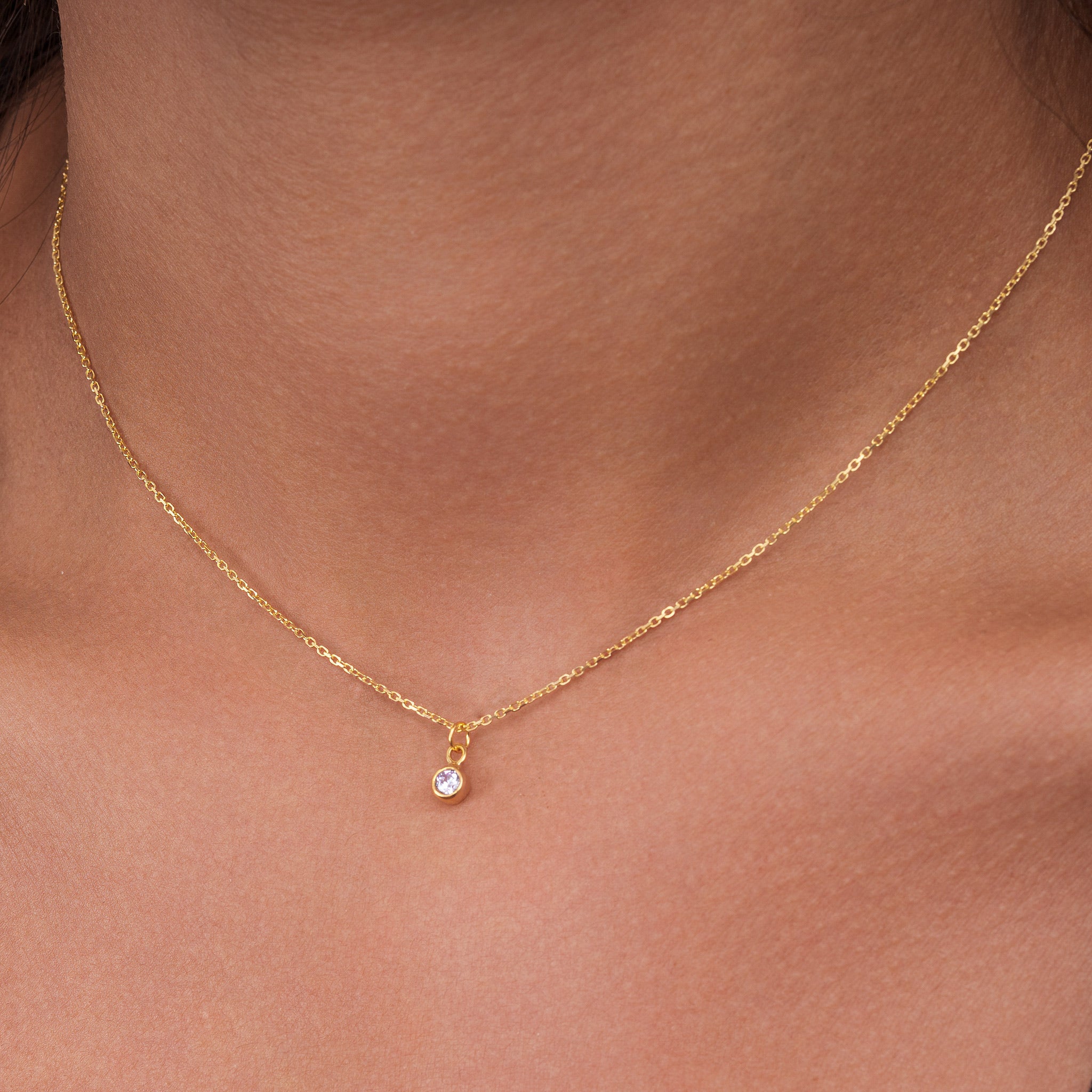 Cubic Zirconia Birthstone Necklace 18k gold plated Gift gold