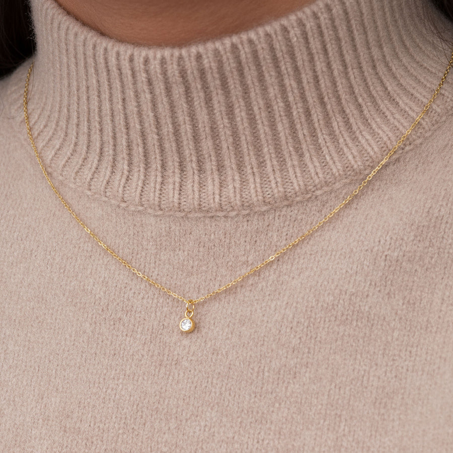 Cubic Zirconia Birthstone Necklace 18k gold plated Gift gold