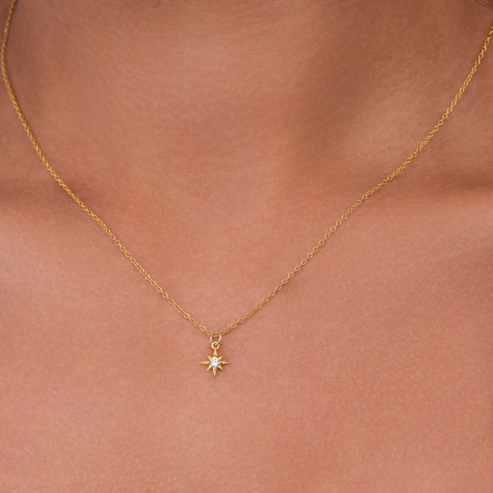 Cubic Zirconia Star Necklace 18k gold plated Gift gold