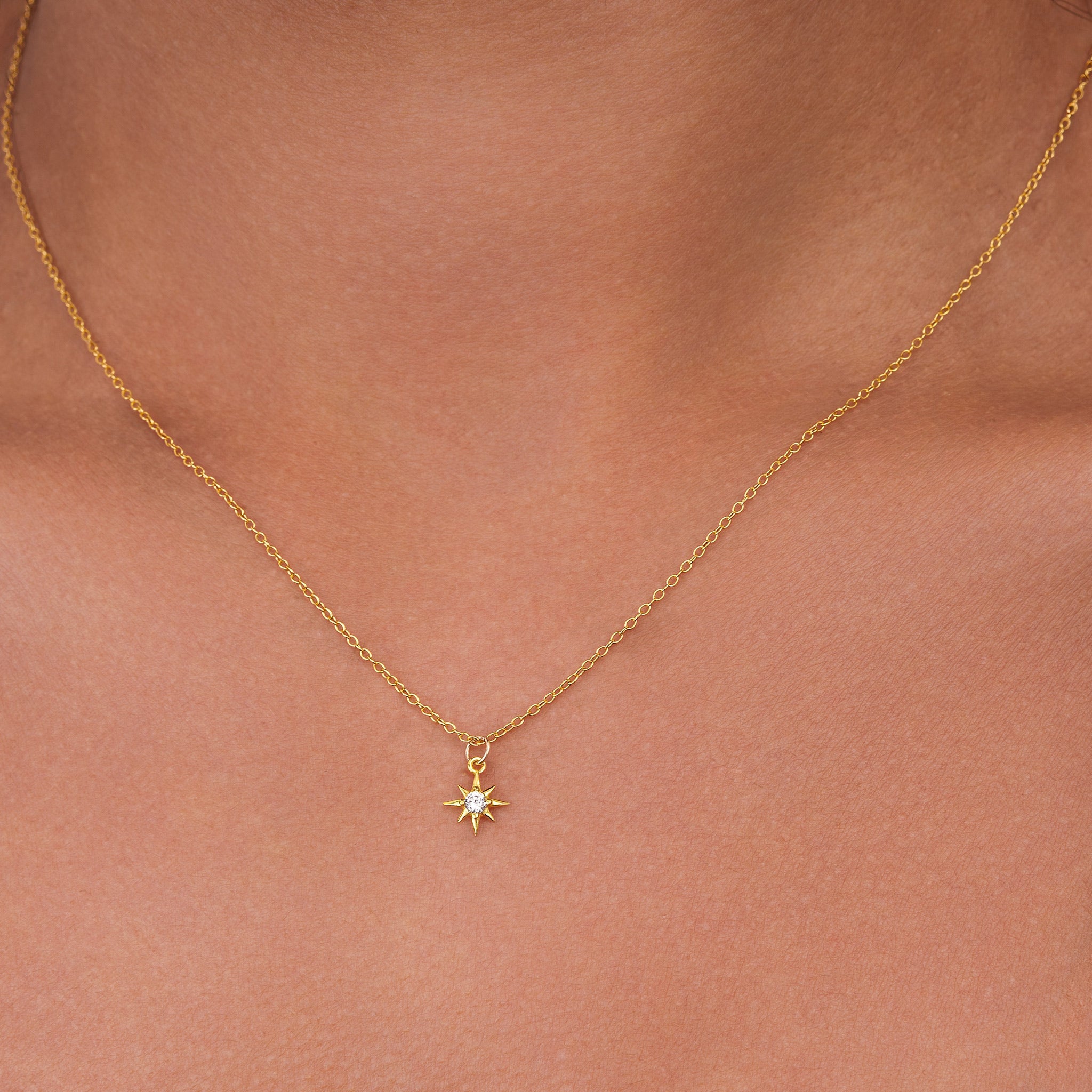 Cubic Zirconia Star Necklace 18k gold plated Gift gold