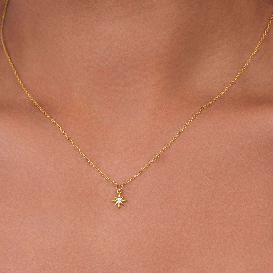 Cubic Zirconia Star Necklace 18k gold plated Gift gold