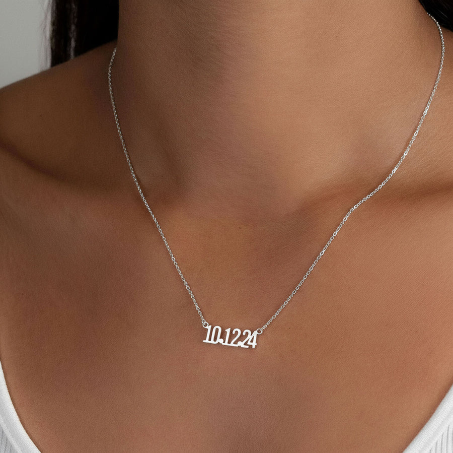 Personalised Date of Birth Necklace 18k gold plated birthday birthday gift