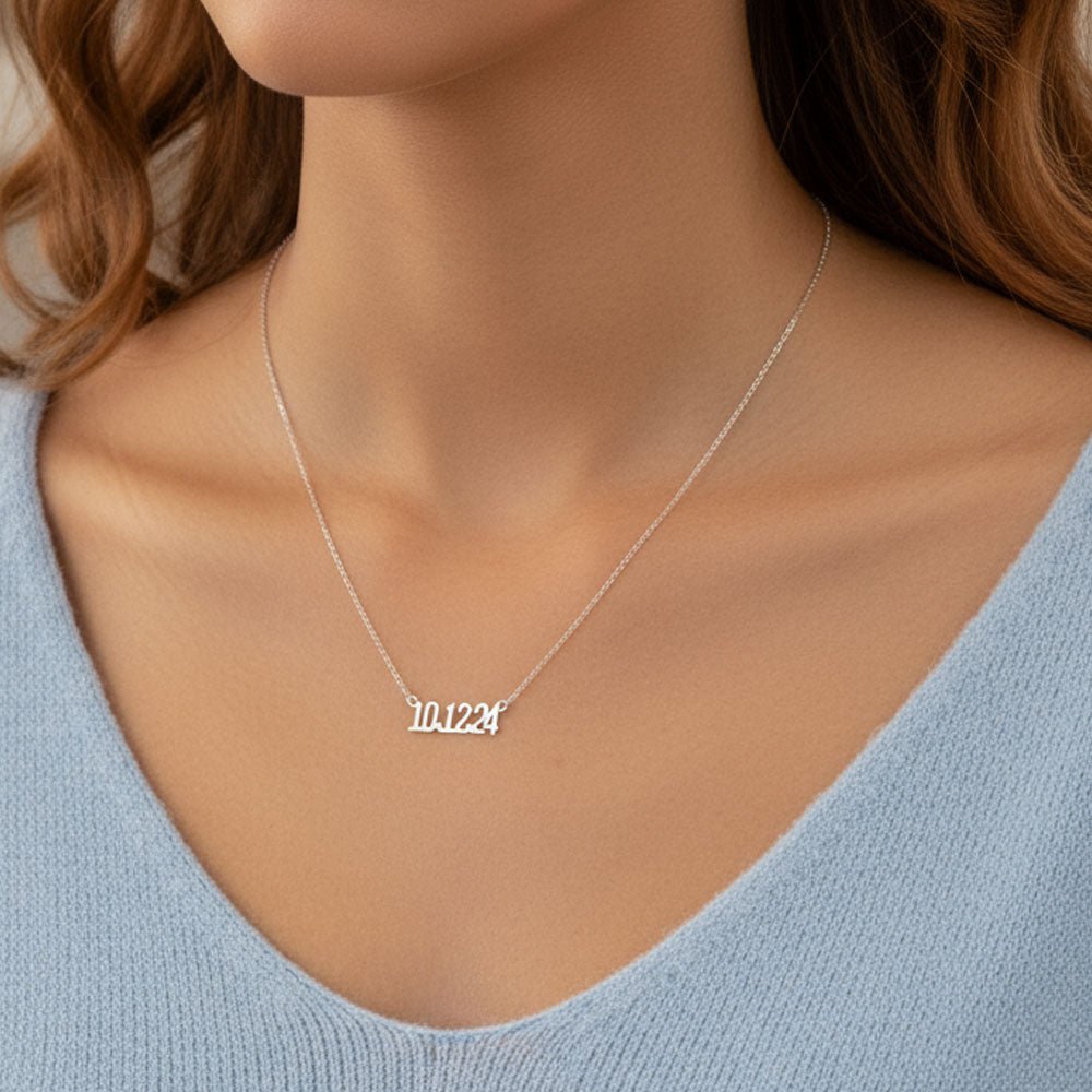 Personalised Date of Birth Necklace 18k gold plated birthday birthday gift
