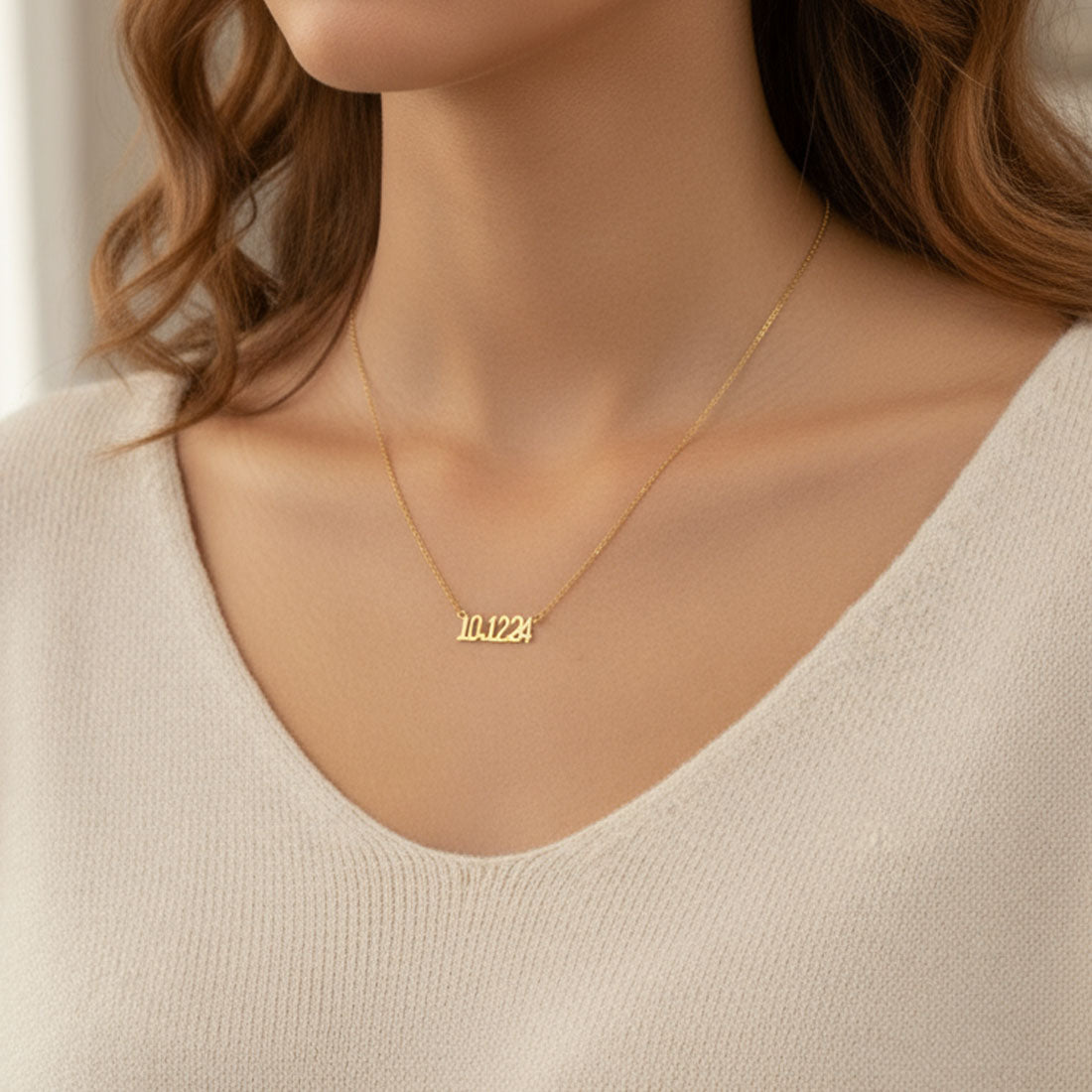 Personalised Date of Birth Necklace 18k gold plated birthday birthday gift