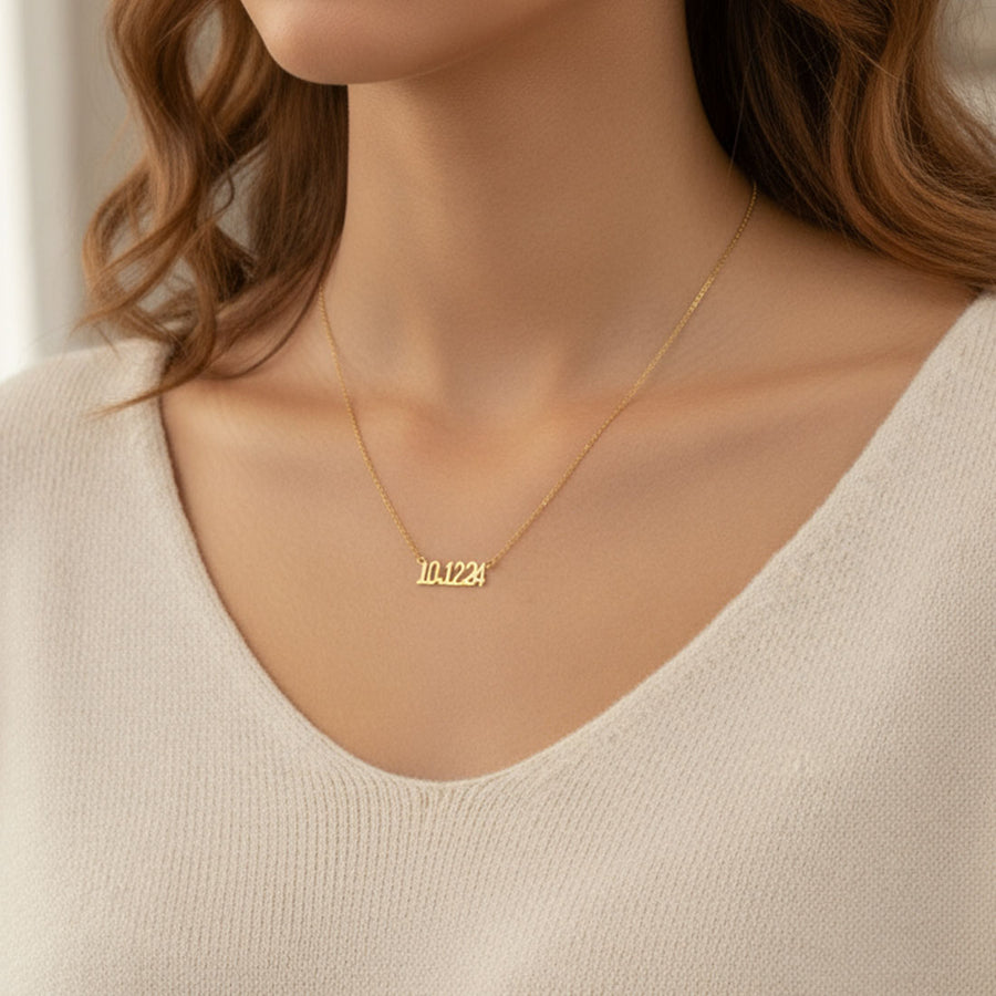 Personalised Date of Birth Necklace 18k gold plated birthday birthday gift