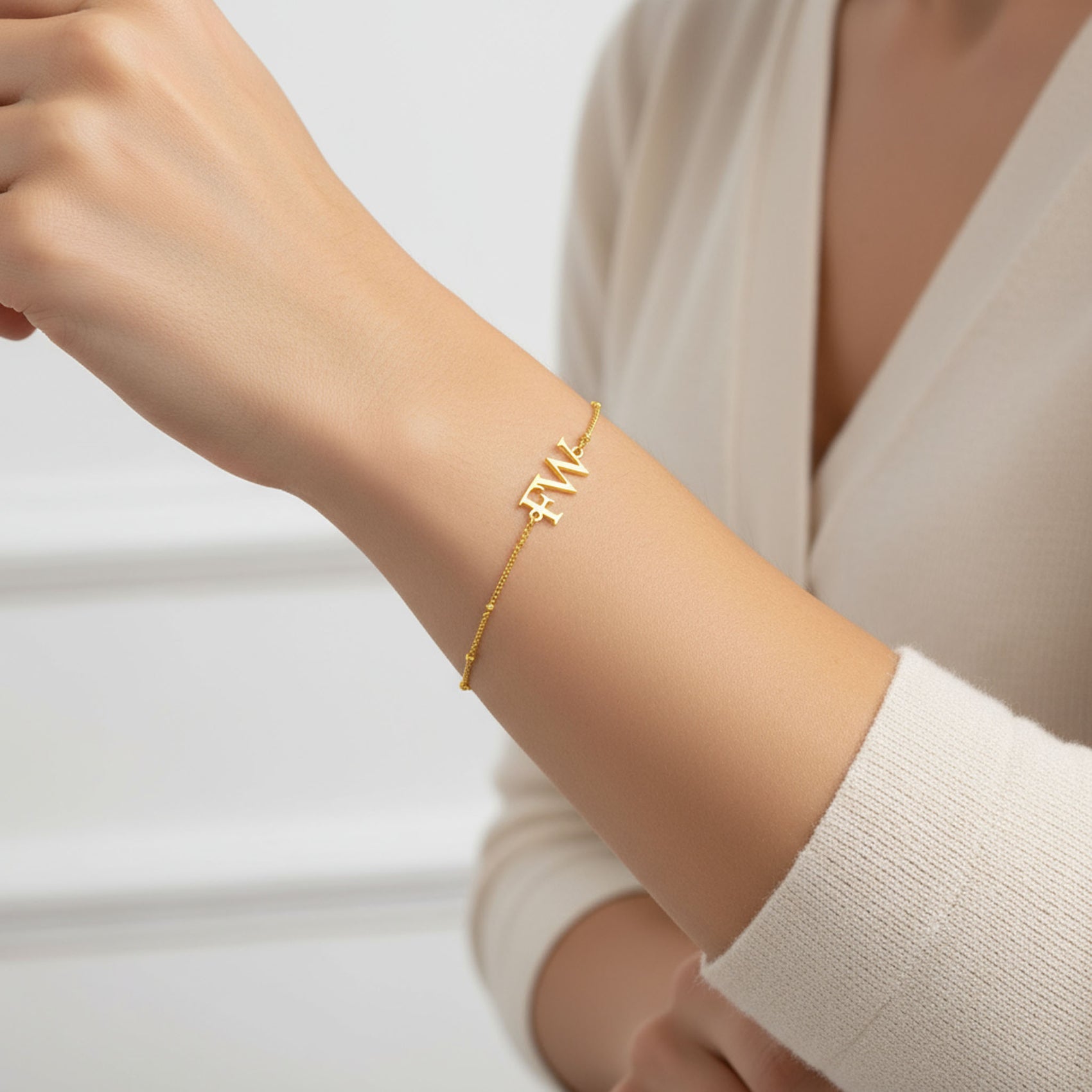 Double Letter Initials Bracelet 18k gold plated bracelet gold