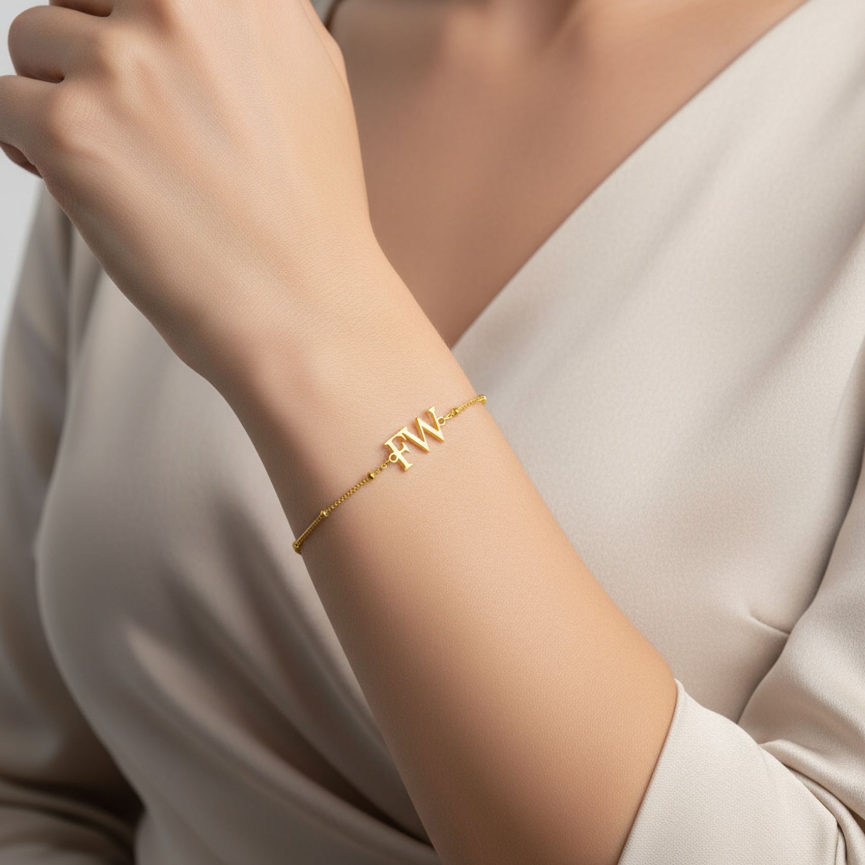 Double Letter Initials Bracelet 18k gold plated bracelet gold