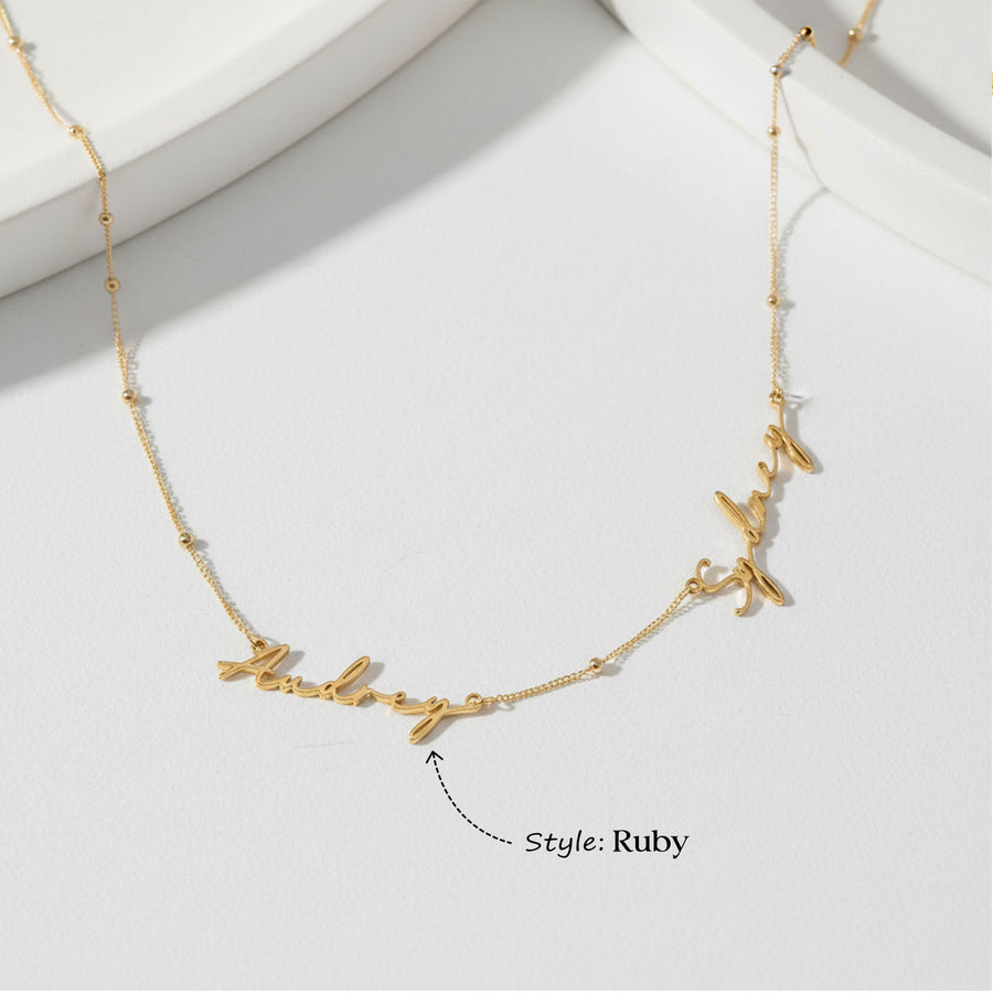Personalised Double Name Necklace double name double name chain Necklaces