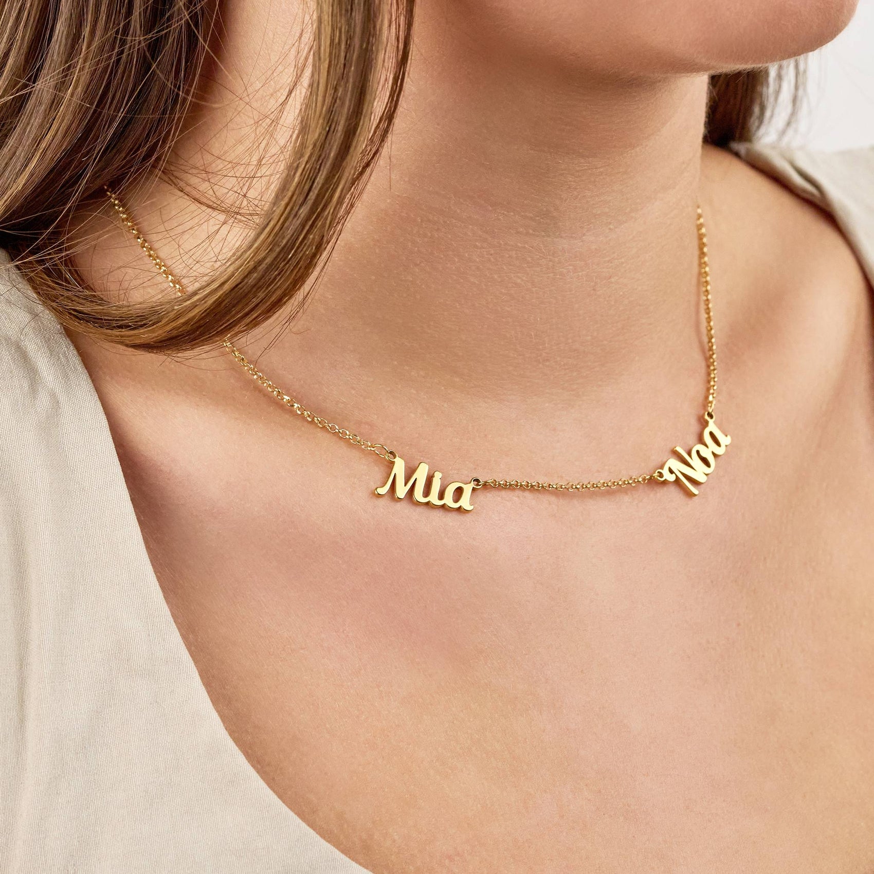 Personalised Double Name Necklace double name double name chain Necklaces