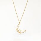 Half Moon & Flower Necklace 18k gold plated flower gold
