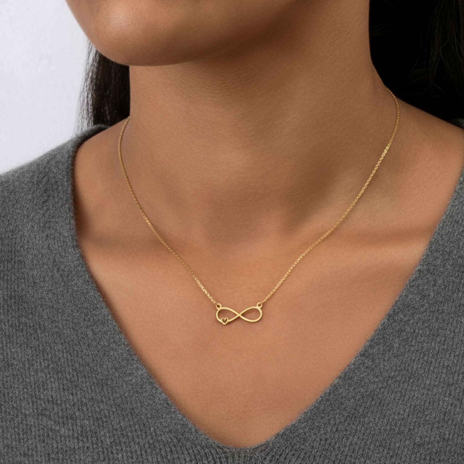 Infinity & Heart Necklace 18k gold plated Gift gold