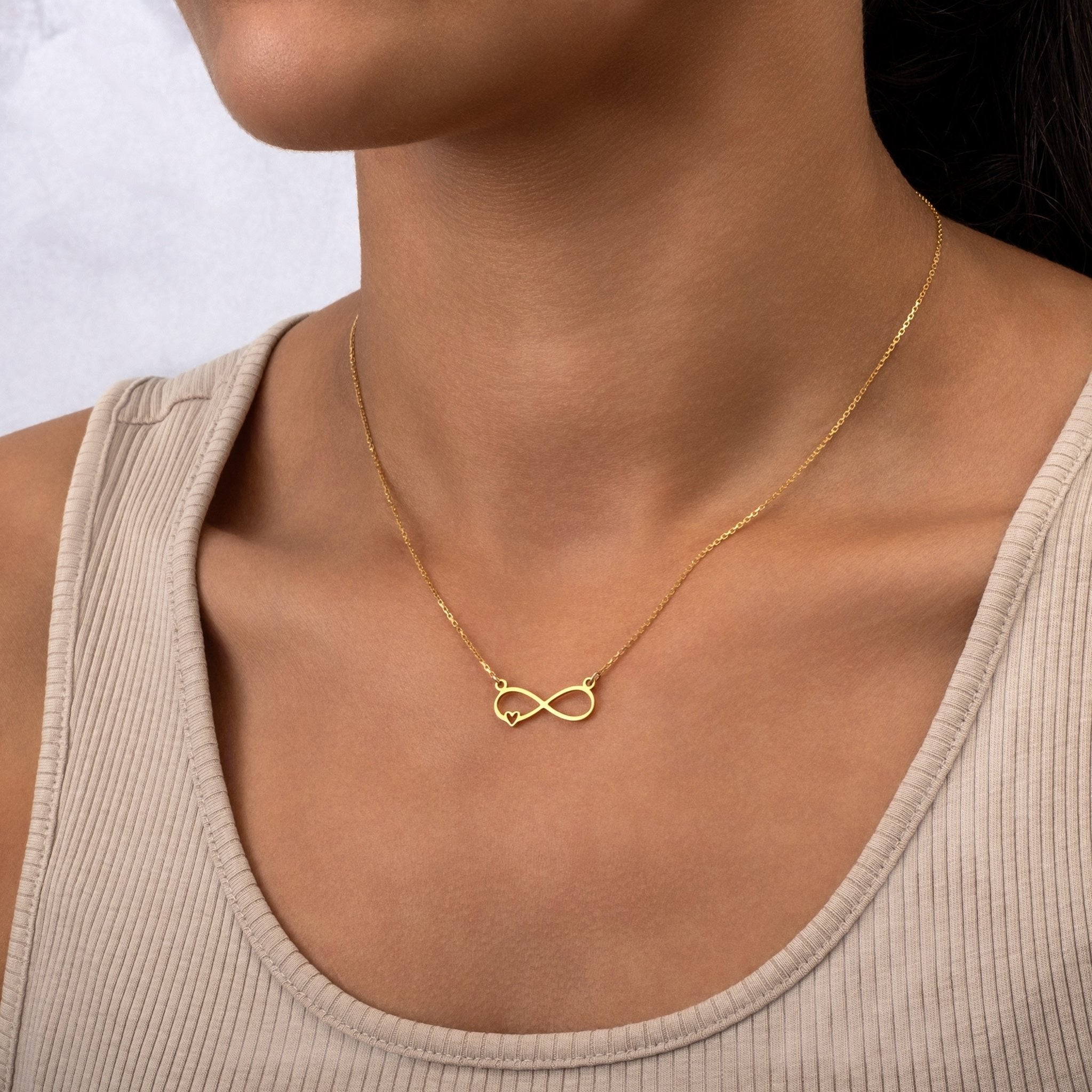 Infinity & Heart Necklace 18k gold plated Gift gold