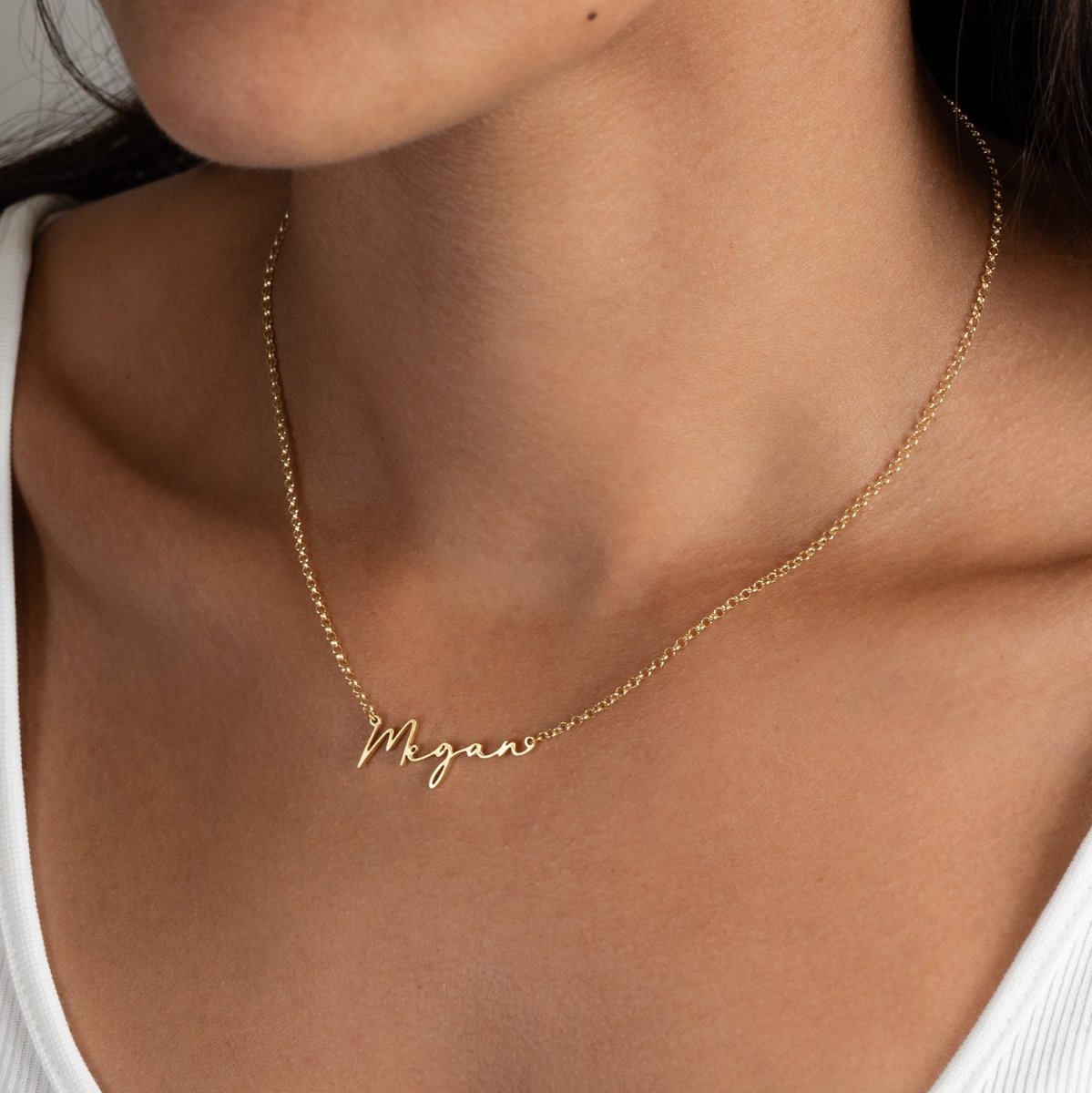 Megan Name Necklace fast delivery gold necklace in stock