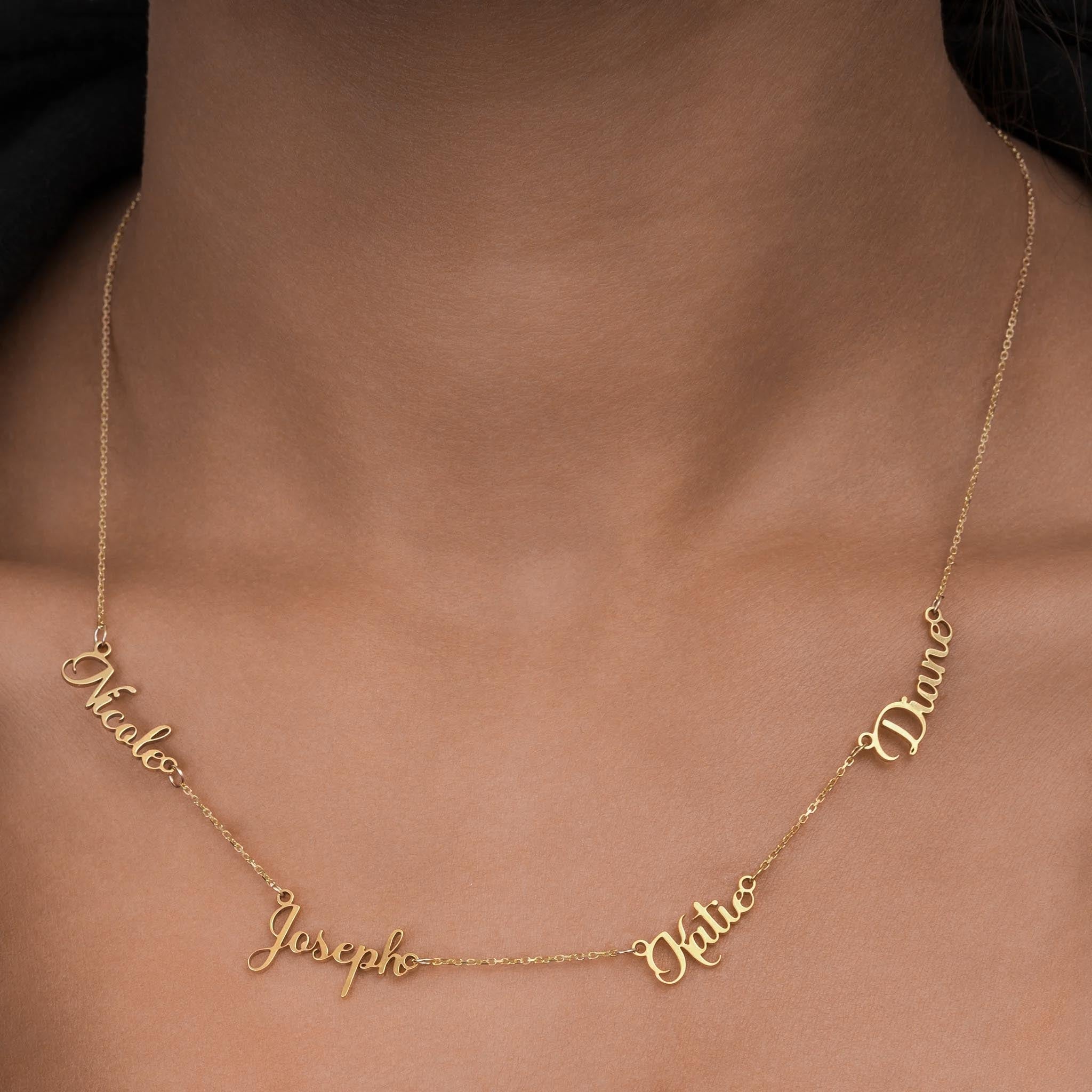 Personalised Quadruple Name Necklace - HeyBigDay