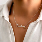 Name Necklace & Pet Paw Charm 18k gold plated cat dog