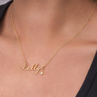 Name Necklace with Cubic Zirconia Star Charm 18k gold plated Gift gold