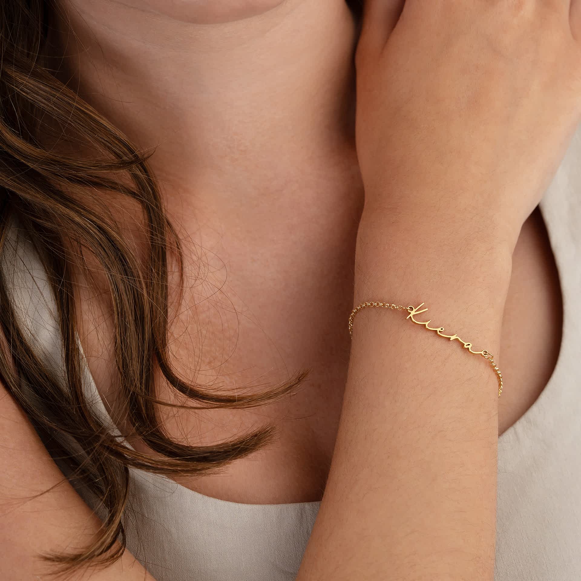 Personalised Name Bracelet 18k gold plated bracelet bride