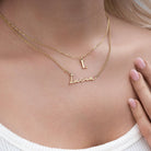 Personalised Name & Initial Necklace Layered Set of 2