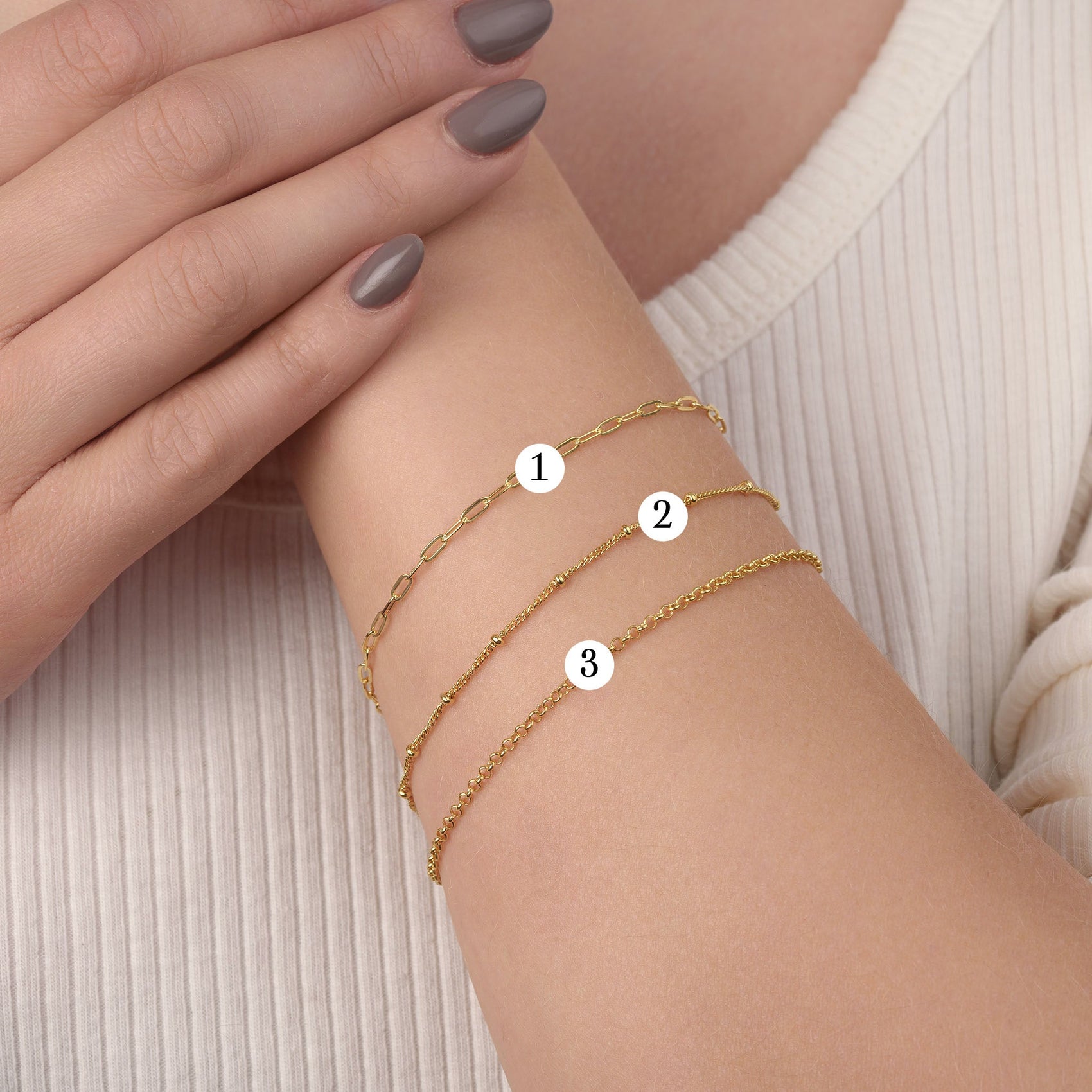 Set of 3 Layered Bracelets 18k gold plated jewellery