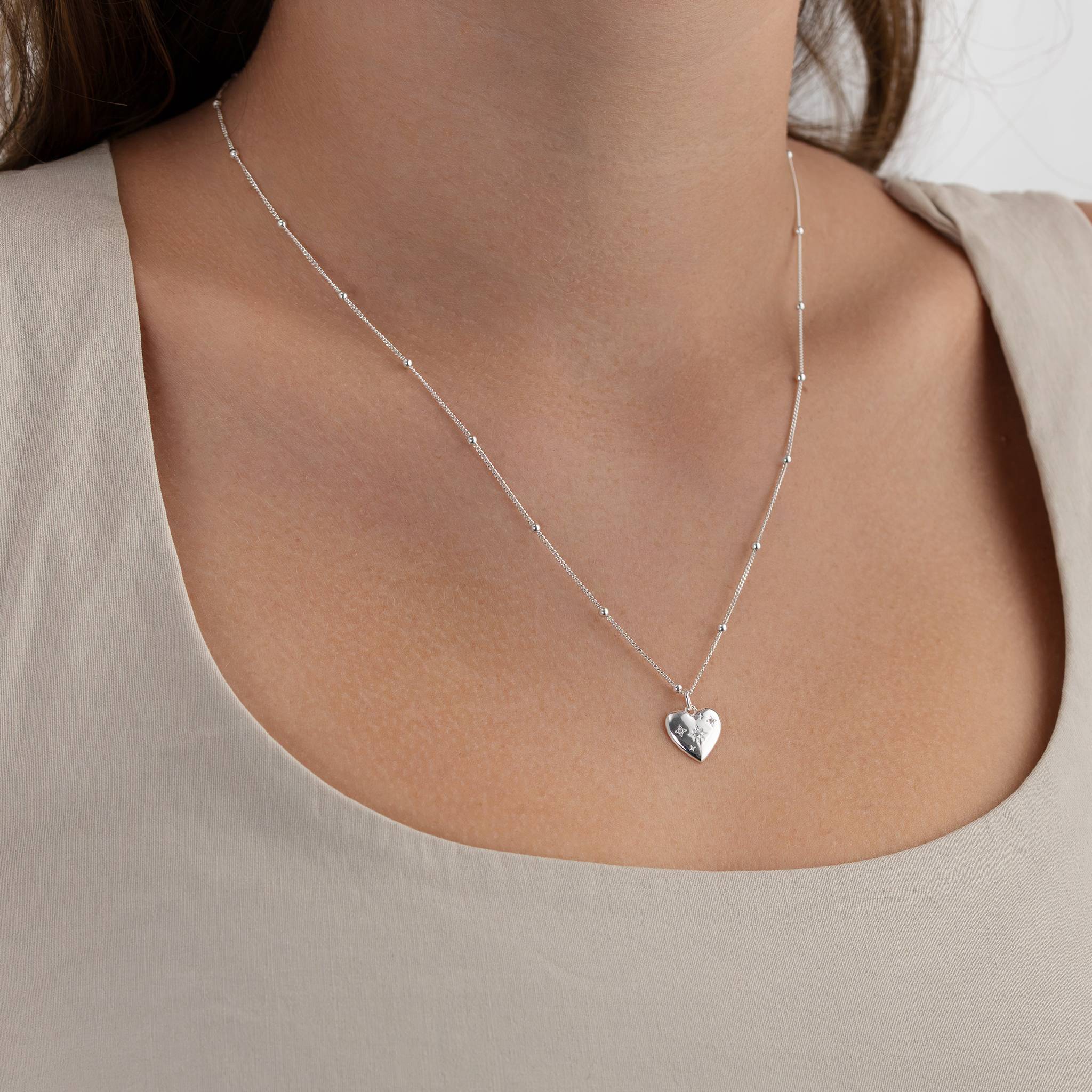 Star - Set Cubic Zirconia Heart Necklace cubic zirconia heart hearts