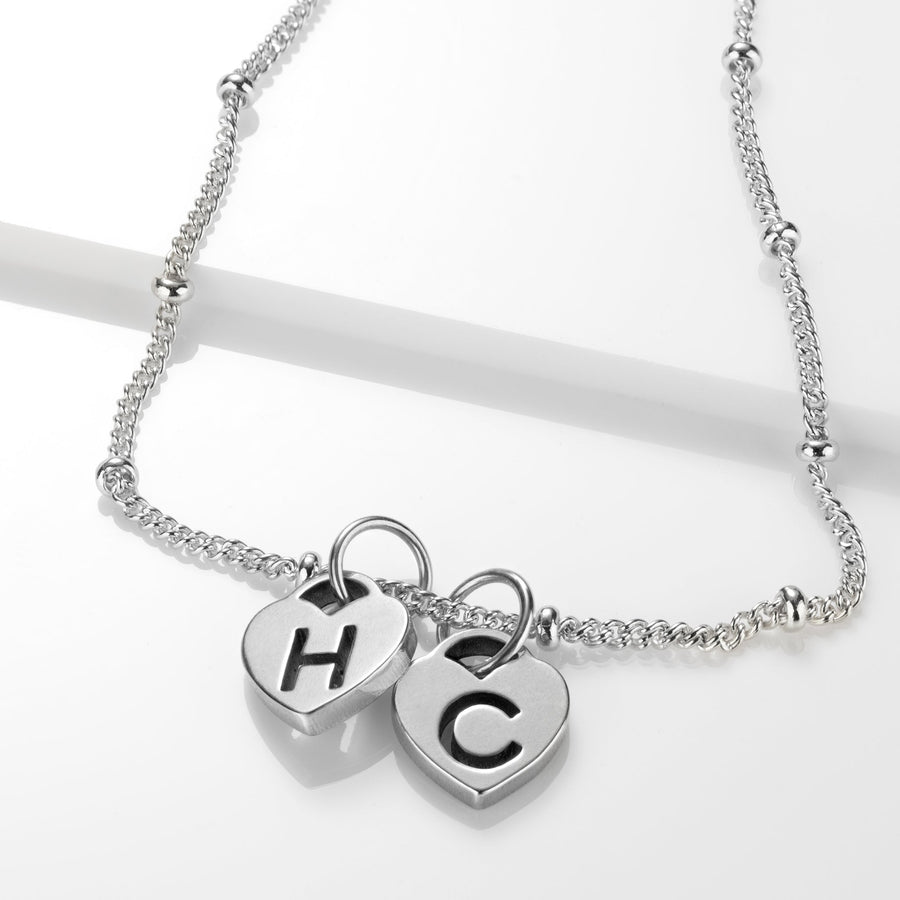 Two Heart Initial Necklace by G&M gigi Necklaces