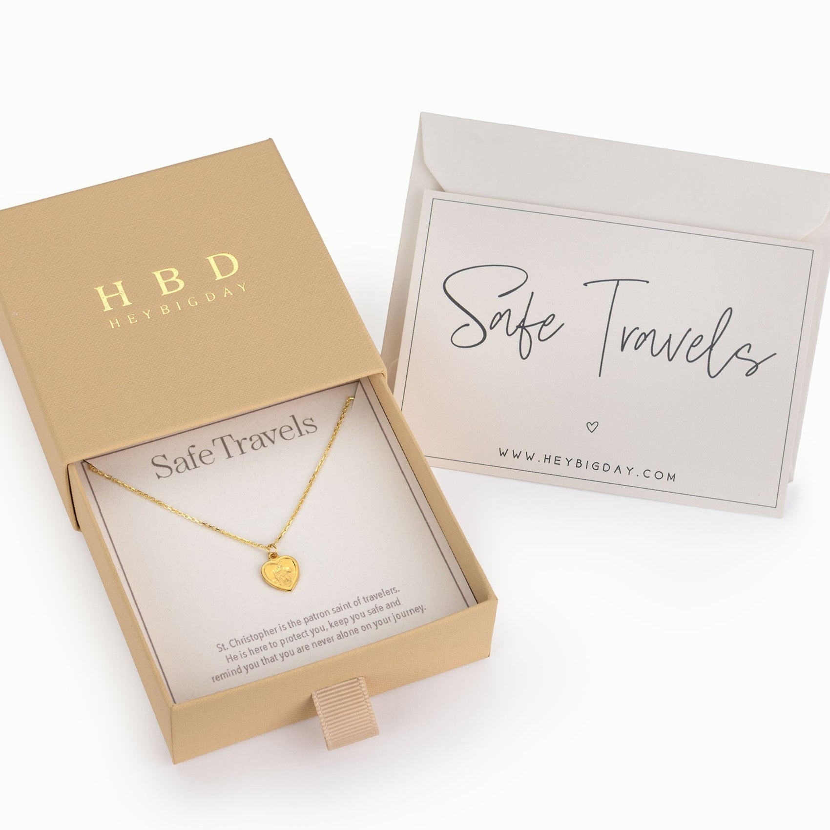 St Christopher Safe Travels jewellery personalised St Christopher Heart