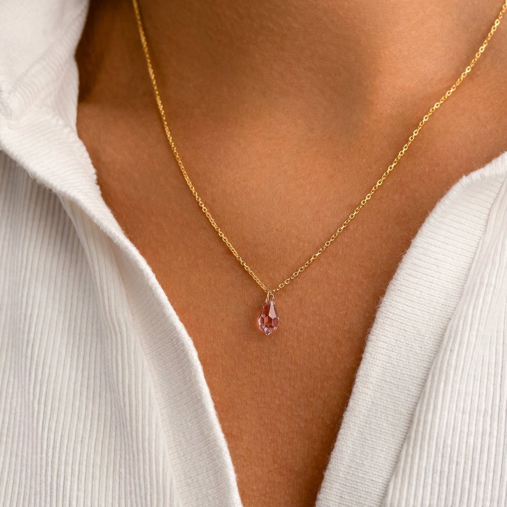 Swarovski Birthstone Pendant Necklace 18k gold plated Birthstone Gift