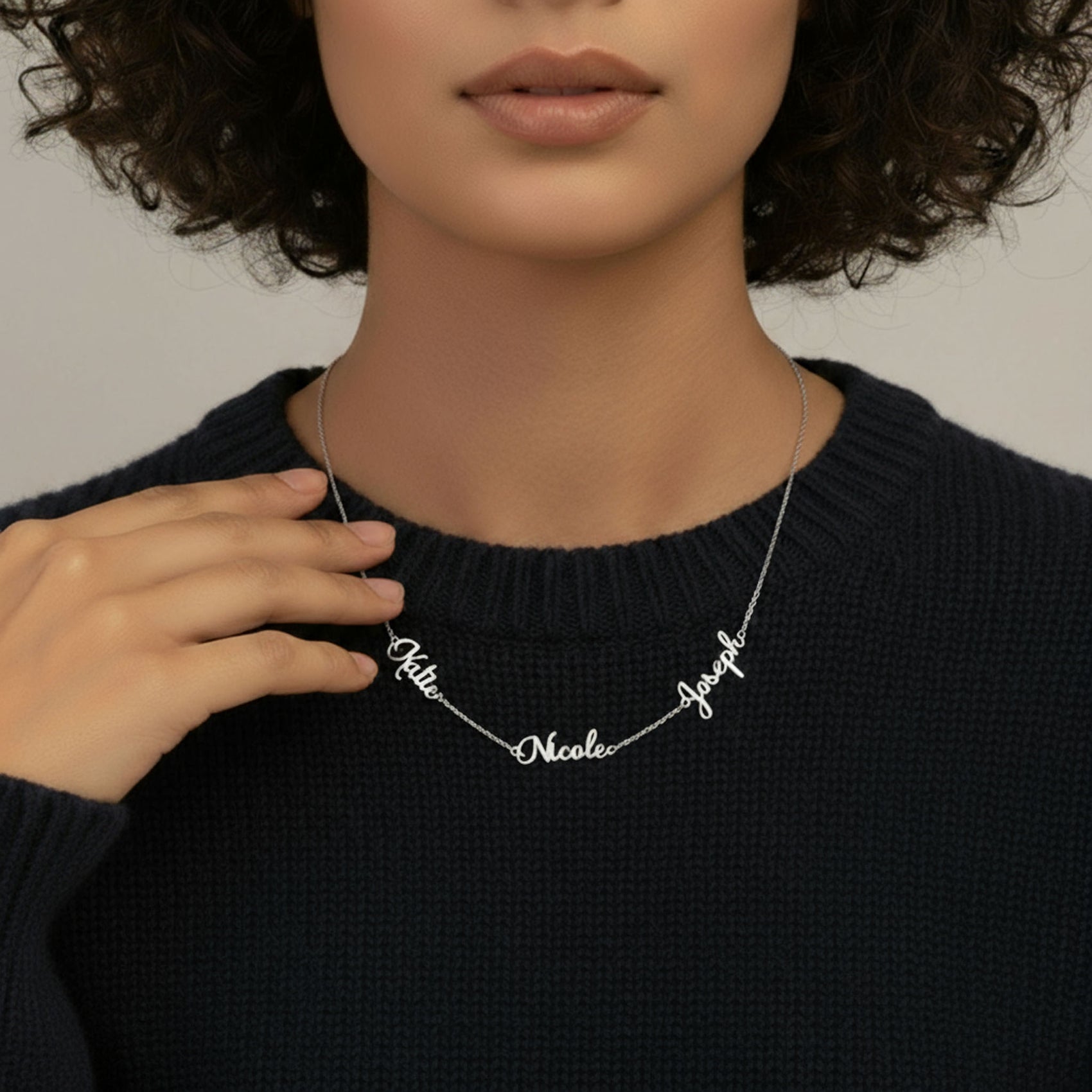 Personalised Triple Name Necklace Necklaces personalised name three name