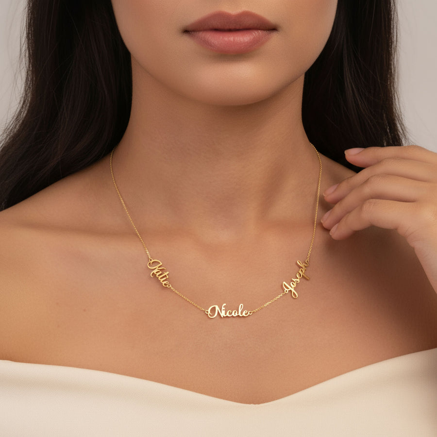 Personalised Triple Name Necklace Necklaces personalised name three name