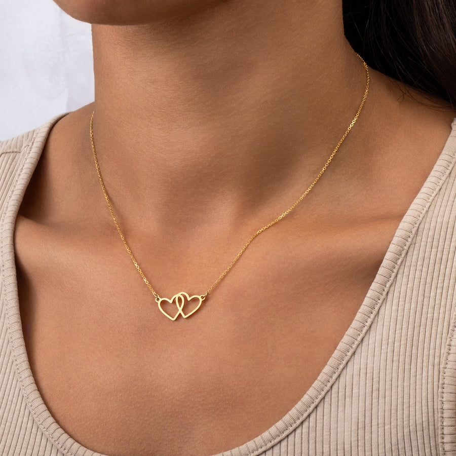 Two Heart Pendant Necklace double heart heart