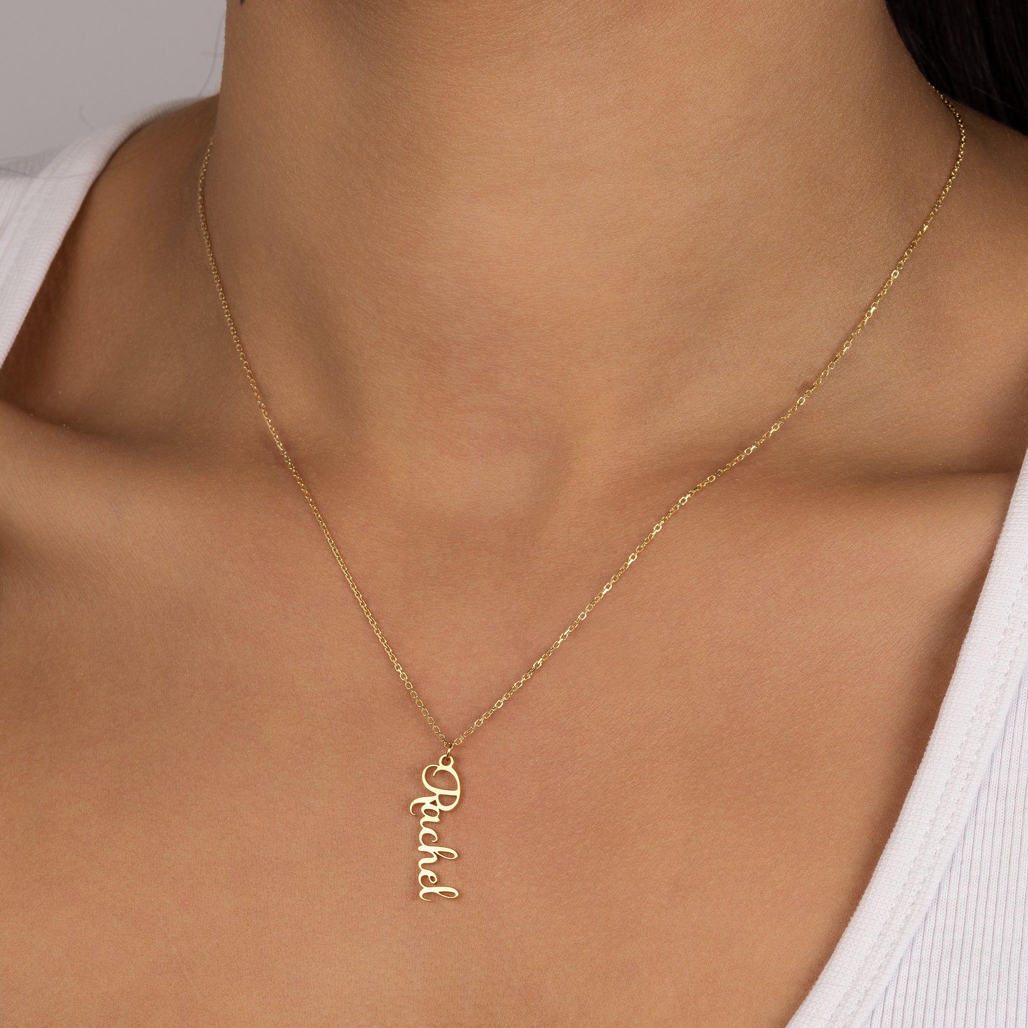 Vertical Name Necklace 18k gold plated jewellery personalised