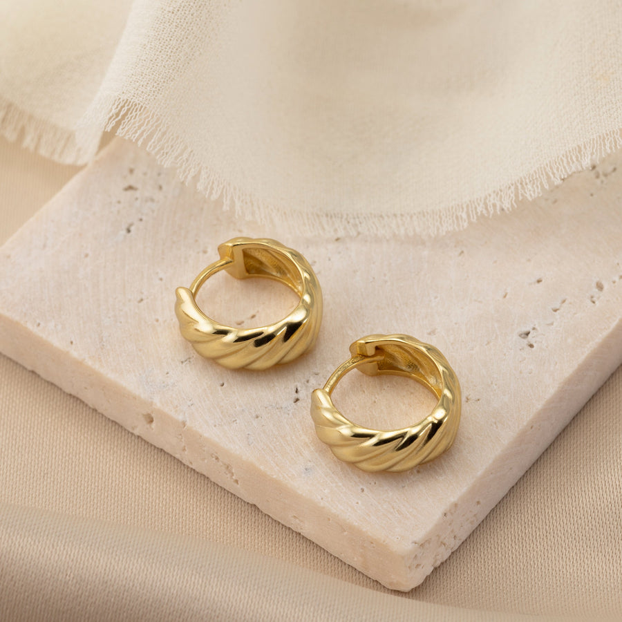 Wide Ribbed Huggie Hoop Earrings earrings stock